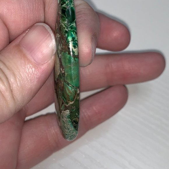 Green Sea Sediment Jasper Teardrop Focal Drop - Picture 3 of 6